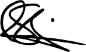 Black abstract scribble with looping and intersecting lines, ending in sharp points, and a single dot to the upper right of the center.